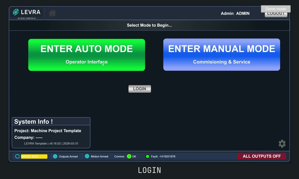 Login screen